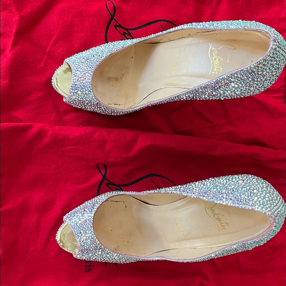 Pink Crystal Embellished Lady Peep-toe Aurora Boreale Platform